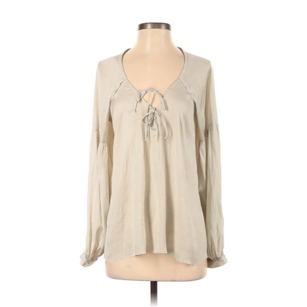 Calvin Rucker Ivory/Silver Satin Blouse S